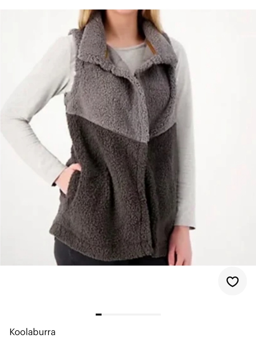 Koolaburra by Ugg vest- Sherpa brushed back Two-Tone Gray Fleece Medium